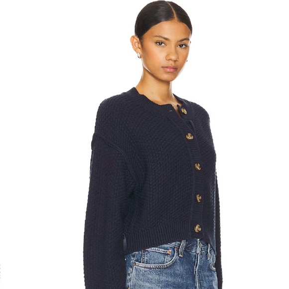 Free People Lila Cardi (Crop Cardigan), Sky Captain Navy, Small - Picture 2 of 6
